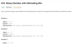 Binary Number with Alternating Bits | Leetcode 693 | Java Solution | Leetcode POTD
