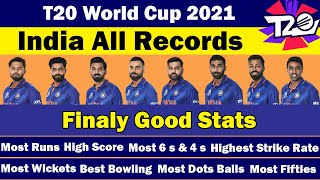 🏆ICC T20 World Cup 2021🏆India Batting & Bowling Records🏆Most Runs🏆Most Wickets🏆Most 6 s & 4 s