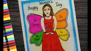 Women's day beautiful poster drawing l Women empowerment drawing easy for beginners