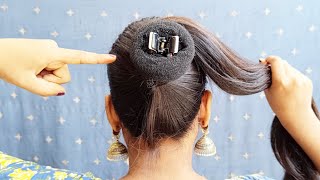 Beautiful! 🤔👉🏻 Diwali Special Bun Hair Style Girl | Long Medium Hair Bun Juda Hairstyle For Girls