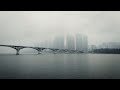 rainy day in changsha with a view of the juzizhou bridge crossing the xiang jiang