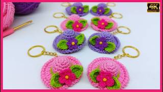 AMİGURUMİ TIĞ İŞİ ANAHTARLIK YAPIMI/ 👒💜şapka toka-anahtarlık yapılışı/crochet hat key chain