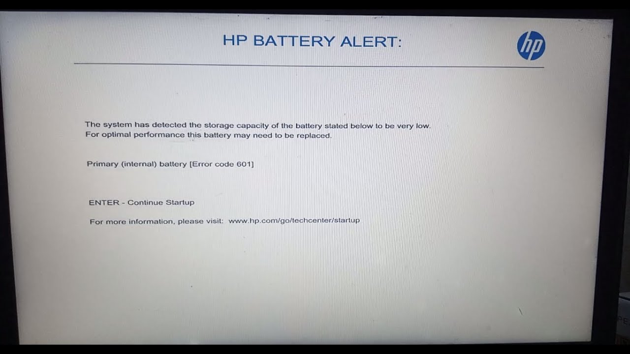 Hp Battery Alert 601 Solucion 2022 - YouTube