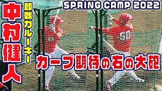 スイング速すぎ！ルーキー 中村健人選手 打球の伸びが良くわかる打撃練習 カープ日南春季キャンプ2022