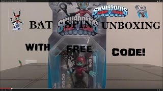 Skylander trap team bat spin unboxing with FREE CODE!