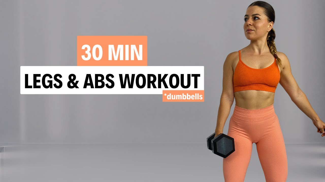 30 MIN 🧡 LEG & AB Workout Routine |+ DB | No Repeat | + Warm-up + Cool ...