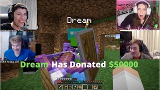 Dream DONATES $50000 to Dream SMP streamers (ft. Tommyinnit, fundy, Georgenotfound, Sapnap and more)
