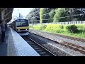 jr千駄ヶ谷駅の総武線と菜の花 field mustards and a train sobu line japan