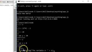 Node js Tutorial For Beginners - 3 - REPL commands - Read, Evaluate, Print and Loop