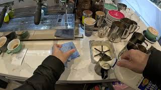 POV barista work in a morning rush in a Melbourne cafe