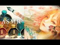 ASMR | DRAWING by Glass Dip Pen and Sparkling Inks✒🌸a Girl & Flowers