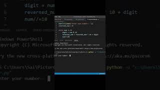 Python Tutorial || Reverse A Number In Python #shorts #ytshorts#riseofcoders#pythonprogramming