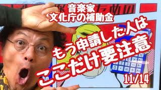 文化庁の補助金　もう申請した人の「追加申請」はここだけ要注意　1114　文化芸術活動の継続支援事業