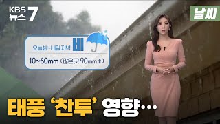 [날씨] 태풍'찬투' 영향 내일 저녁까지 10-60mm / KBS 뉴스7 대전 세종 충남 - 9월16일(목)