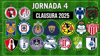 ✅️ JORNADA 4 LIGA MX 2025 🇲🇽🇲🇽🇲🇽