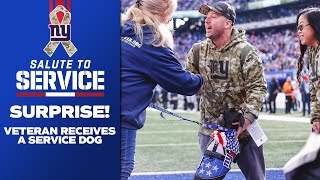 New York Giants SURPRISE Military Veteran with Service Dog!