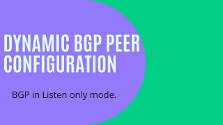 Arista Dynamic BGP peer configuration