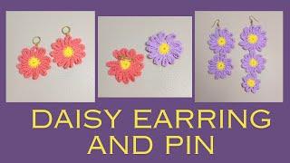 Auntie Nat's Crochet - Simple Daisy Earring And Broche