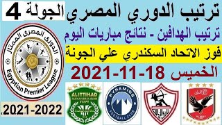 ترتيب الدوري المصري وترتيب الهدافين ونتائج مباريات اليوم الخميس 18-11-2021 الجولة 4 - فوز الاتحاد