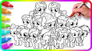 Coloring Pages MY LITTLE PONY - Cute Ponies / How to color My Little Pony. Easy Drawing Tutorial Art