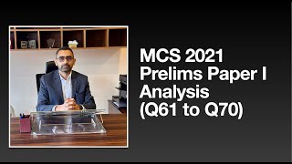 MCS 2021 Prelims Paper I Analysis (Q61 to Q70)