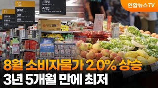 8월 소비자물가 2.0% 상승…3년 5개월 만에 최저 / 연합뉴스TV (YonhapnewsTV)