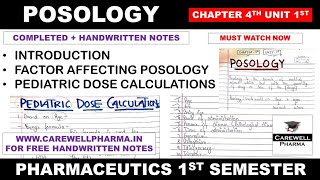 Posology in Pharmaceutics | Factor Affecting | Pediatric Dose calculation | Ch 4 U 1 | Pharmaceutics