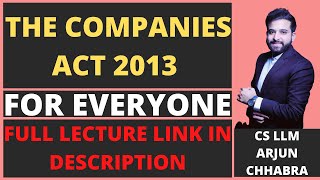 COMPANIES ACT 2013 CA FOUNDATION | COMPANIES ACT 2013 | REVISION | BY CS LLM ARJUN CHHABRA