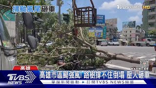 高雄市區颳強風! 路樹.電桿全撐不住倒塌 壓人砸車｜TVBS新聞 @TVBSNEWS01