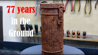 Rusty German Gas Mask Canister Restoration