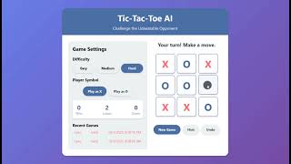Tic-Tac-Toe Unbeatable AI Using HTML, CSS and JavaScript with Source Code
