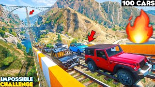 GTA 5: Indian SUV Cars Vs Impossible Sky Railway Bridge 🚂 1000+ Rails Tracks! 🔥 GTA 5 MODS!