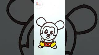 HOW TO DRAW A CUTE MICKEY MOUSE  #shorts #drawing #art #viral