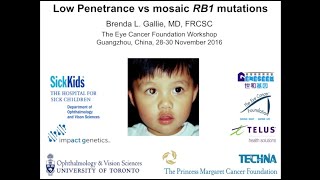 Retinoblastoma: Low vs Full Penetrance RB1 Retinoblastoma Mutations and Mosaicist - Dr Brenda Gallie