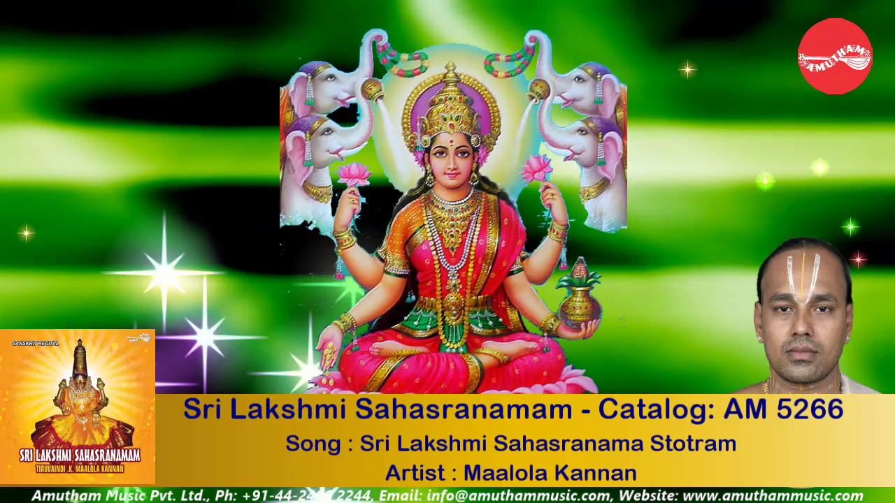 Sri Lakshmi Sahasranama Stotram - Sri Lakshmi Sahasranamam - Malola ...