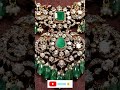 Victorian Necklace crafted using yellow gold with Emeralds, Polki's