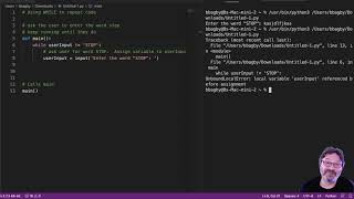 while loop test value