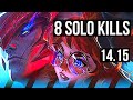 YONE vs AURORA (MID) | 8 solo kills, 1100+ games | BR Master | 14.15