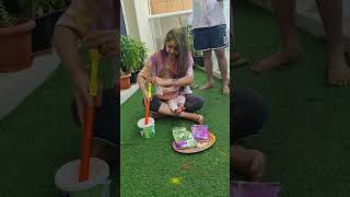 Garvi first holi happiness #happiness #holi #garvik'sworld