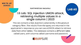 1.6 Lab: SQL injection UNION attack, retrieving multiple values in a single column | 2023
