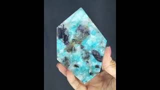 Amazonite slab with dark smoky quartz inclusions