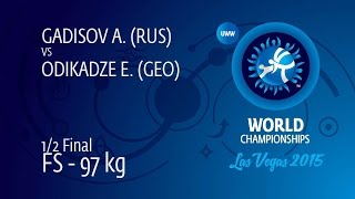 1/2 FS - 97 kg: A. GADISOV (RUS) df. E. ODIKADZE (GEO), 7-2