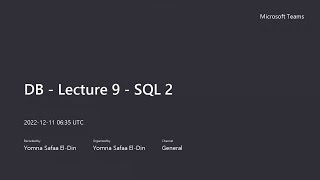 CSE421 - Database Systems Lecture 9