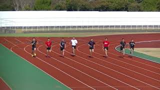 近江高校男子陸上競技部　校内選考会１００ｍ（中溝、丸山、金村、清水、谷口、小山、早野、山田）　2018.3.3