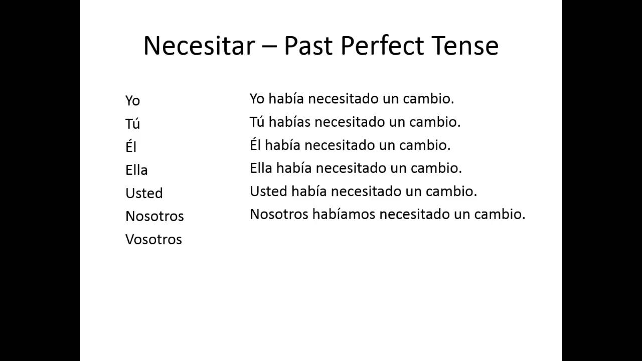 Necesitar - Past Perfect Tense - YouTube