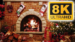 8K Yule Log Fireplace with Crackling Fire Sounds - 8 Hours