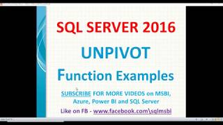 Unpivot in Sql Server | Sql unpivot examples