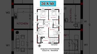 26x40 Ghar Ka Naksha  ! 26 by 40 House Plan #shorts