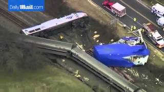 Aerial footage captures scene of Amtrak...