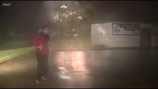 Reporter covering Hurricane Laura has close call with small explosion live on air | ABC7